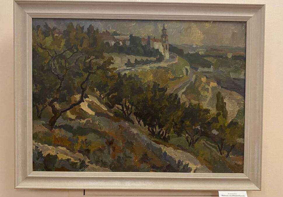 Картина Елены Соповой «Миндаль над Южной бухтой»